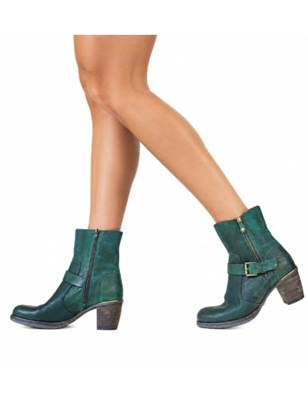 New Karston Green real Leather Bootie Size 39 Eu- 8,8.5 CA